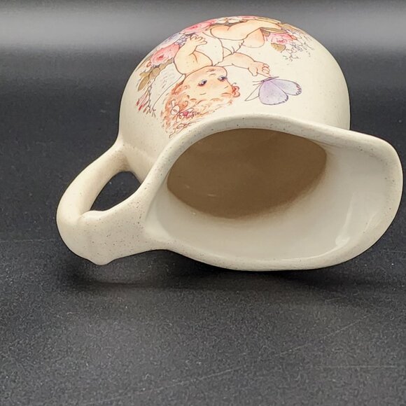 Arnel's Mini Ceramic Creamer Speckled Baby Angle Butterfly Flowers Vintage - Picture 4 of 10
